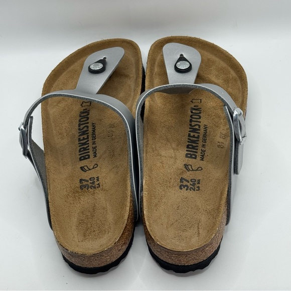Birkenstock Silver and Tan Footbed Sandals - Picture 7 of 16